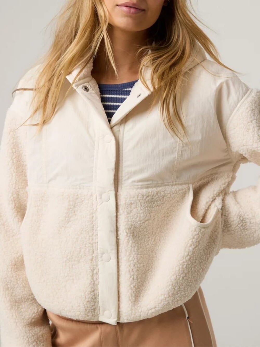 OFFLINE By Aerie Sherpa Cream Hooded Teddy Jacket